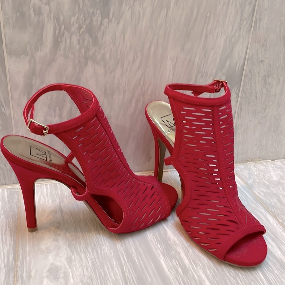 Material Girl Red Lattice Heels in size 6.5 womens.